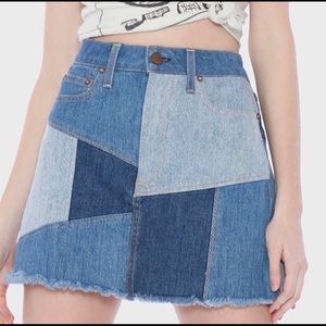 Alice + Olivia Denim Patchwork Mini Skirt